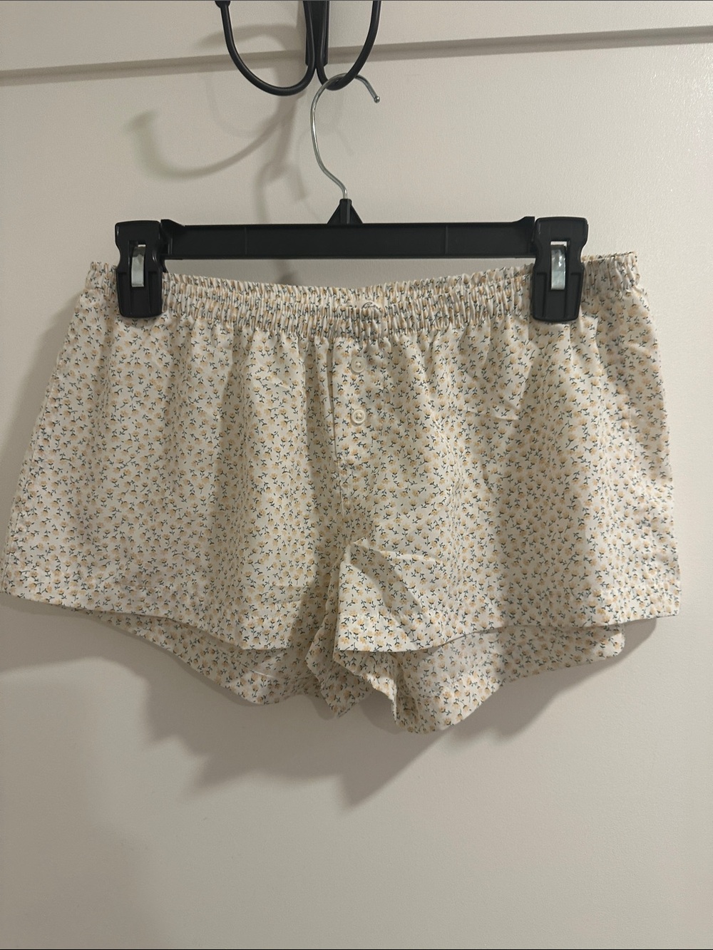 John Gault Women's Floral Cotton Shorts in White and Yellow